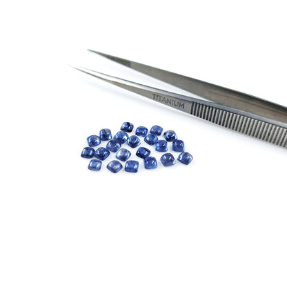 Natural  Bangkok Blue Sapphire Calibrated Cabochon Squares | 3.5mm & 4mm