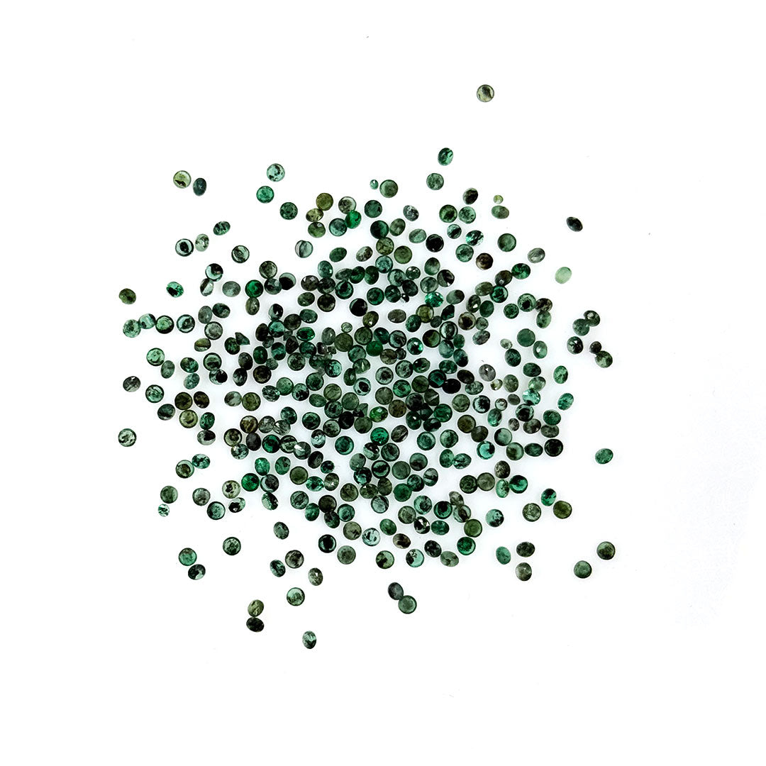 Natural Zambian Emerald Calibrated Diamond Rounds | 1.5mm & 1.75mm