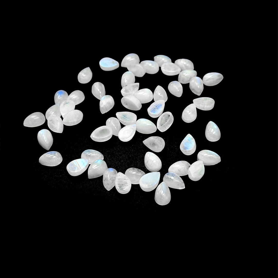 Natural Moon Stone Calibrated Cabochon Pears | 7x9mm & 8x10mm