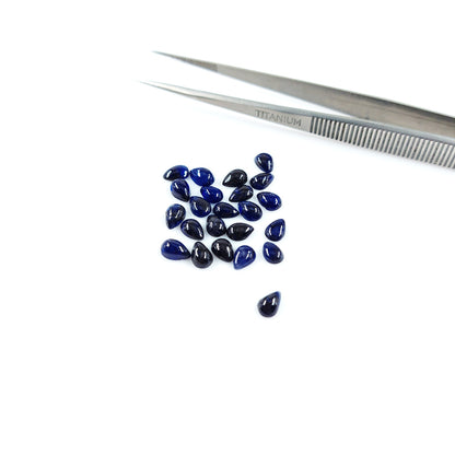 Natural  Bangkok Blue Sapphire Calibrated Cabochon Pears | 7x5mm & 6x8mm