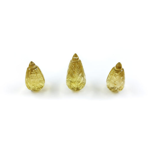 Natural lemon Quartz Fancy Carvings Matching Pair