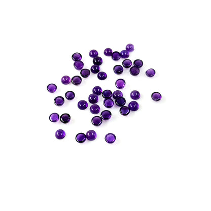 Natural Amethyst Calibrated Cabochon Rounds | 5mm & 6mm