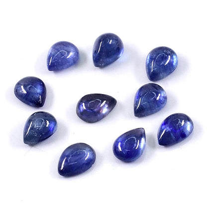 Natural Bangkok Blue Sapphire Calibrated Cabochon Pears | 7x9mm & 8x10mm