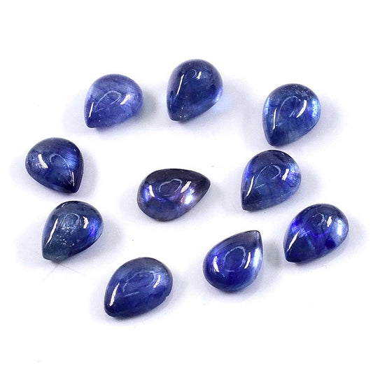 Natural Bangkok Blue Sapphire Calibrated Cabochon Pears | 7x9mm & 8x10mm