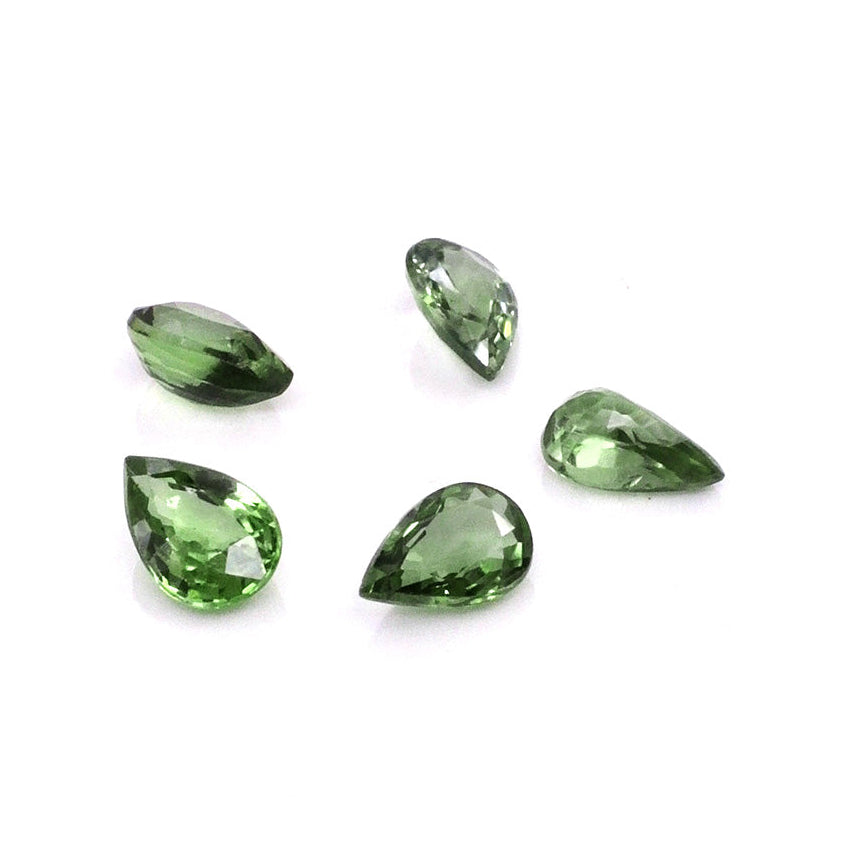 Natural Untreated Green Sapphire Calibrated Pears | 3x5mm & 4x6mm