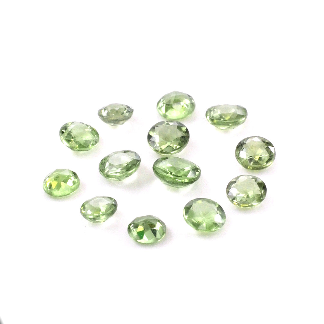 Natural Untreated Green Sapphire Calibrated Rose Cut Rounds | 3mm & 4mm