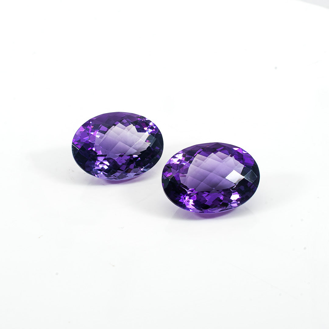 Natural Brazil Amethyst Ovals Matching Pair | 34.45cts