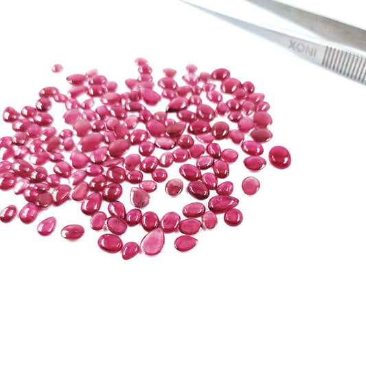 Natural Bangkok Ruby Calibrated Flat Cabochons | Mix Size