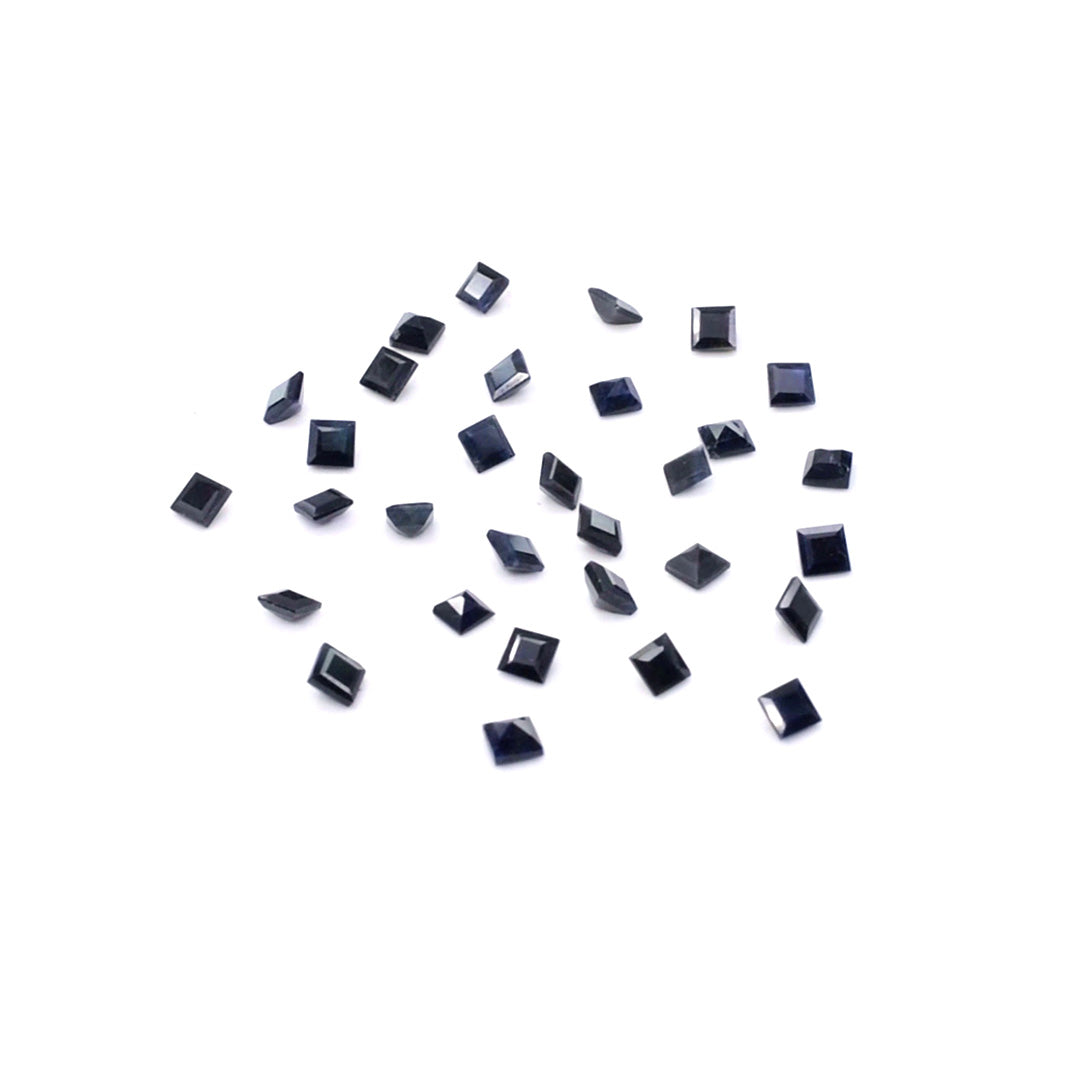 Natural Untreated Black Sapphire Calibrated Squares | 5mm & 6mm