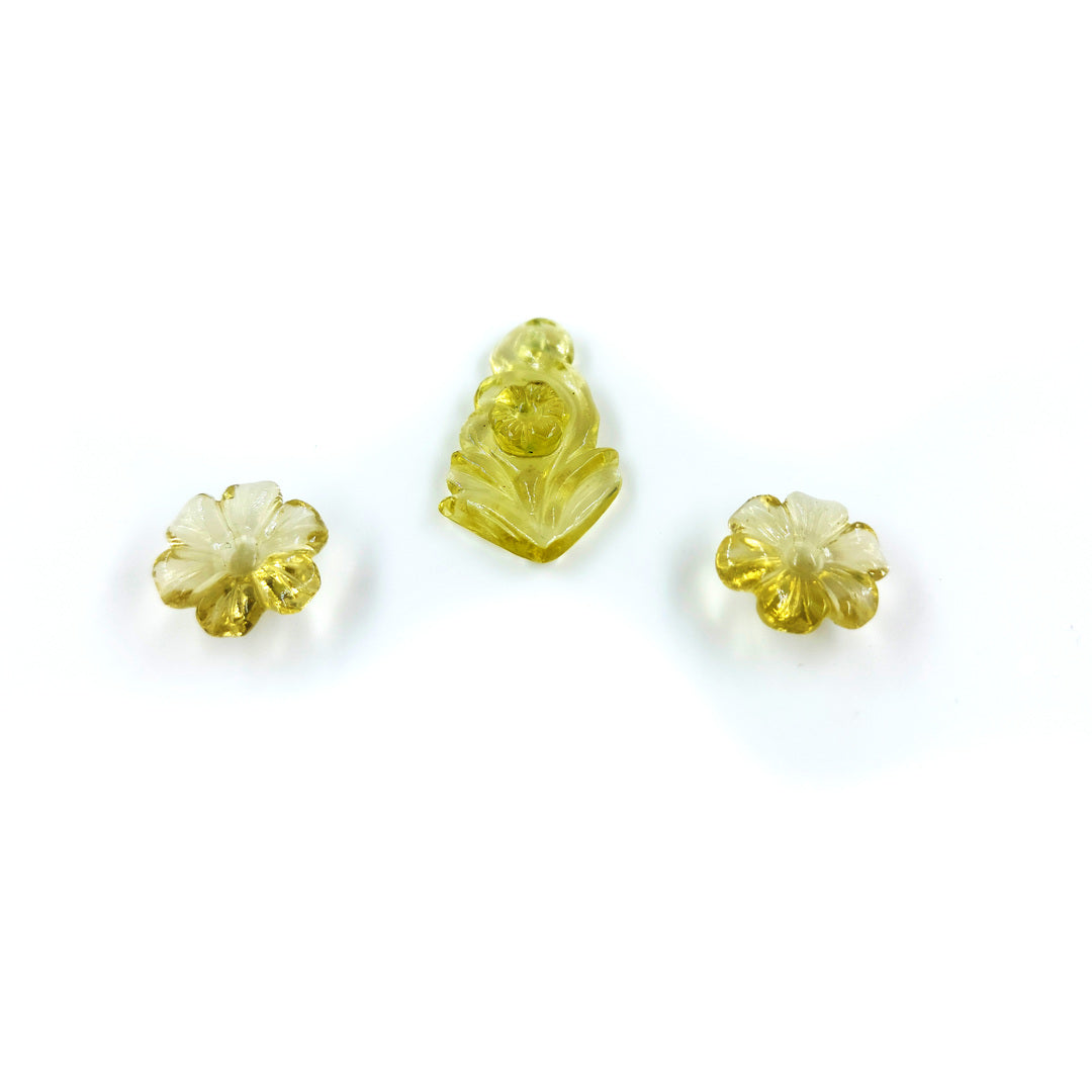 Natural lemon Quartz Fancy Carvings Matching Pair