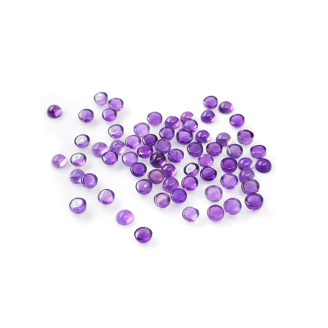 Natural Amethyst Calibrated Cabochon Rounds | 5mm & 6mm