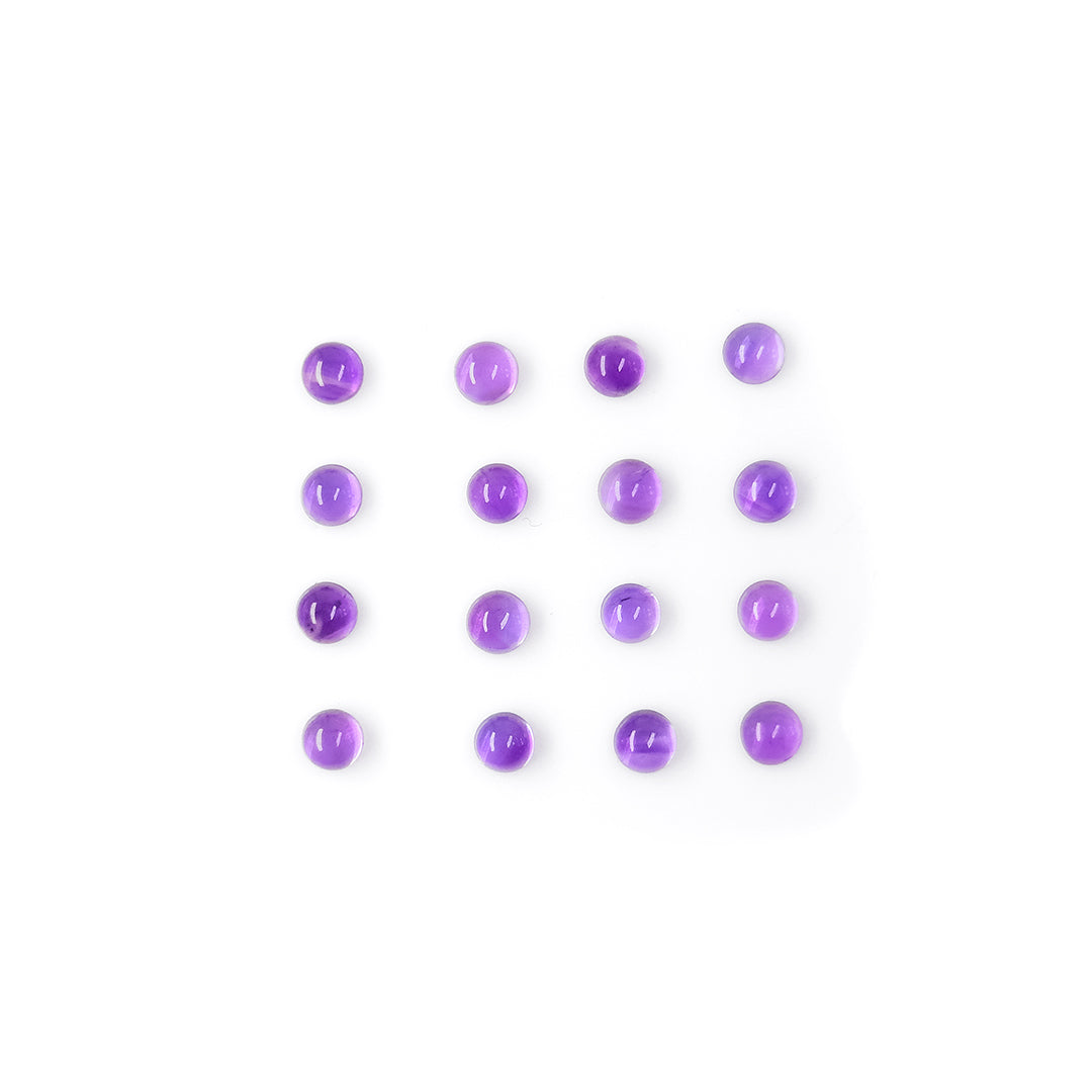 Natural Amethyst Calibrated Cabochon Rounds | 5mm & 6mm