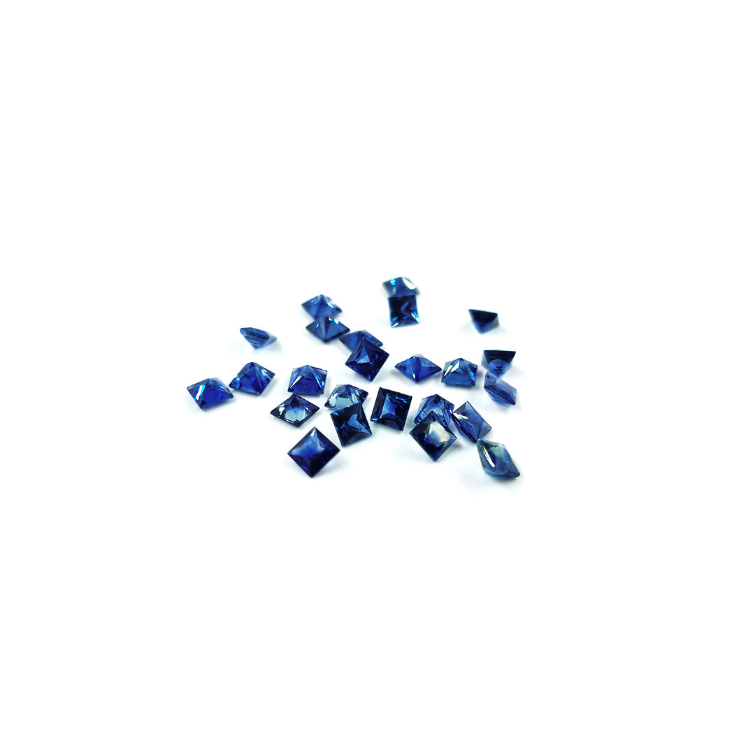 Natural Untreated Blue Sapphire Calibrated Square | 3mm & 3.5mm
