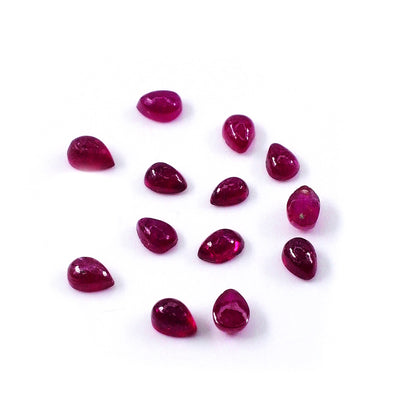 Natural Bangkok Calibrated Ruby Cabochon Pears | 7x9mm & 8x10mm