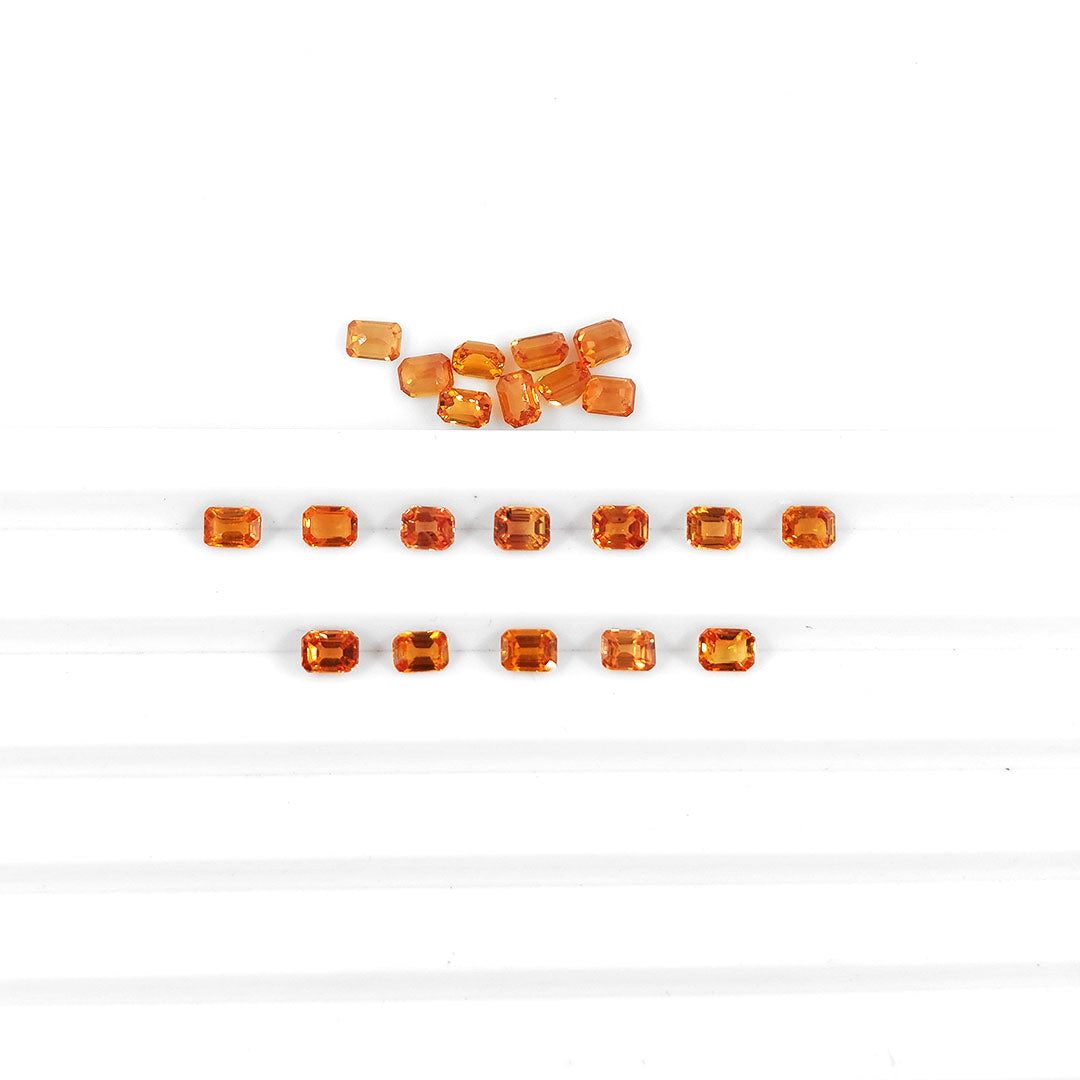 Natural Untreated Orange Sapphire Calibrated Octagons, 3x4mm