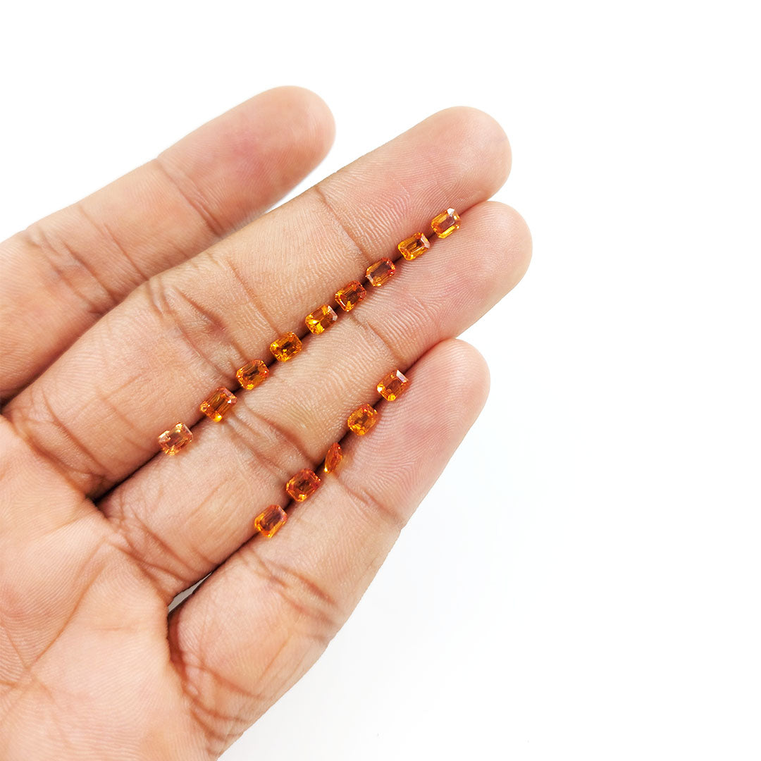 Natural Untreated Orange Sapphire Calibrated Octagons, 3x4mm