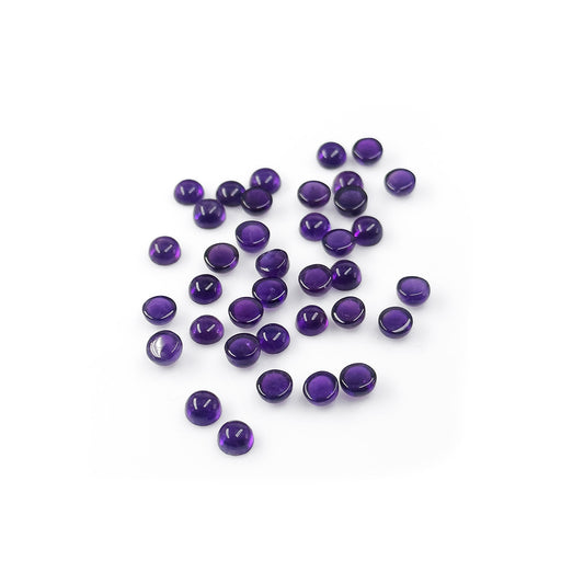 Natural Amethyst Calibrated Cabochon Rounds | 5mm & 6mm