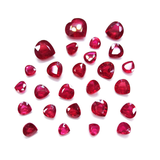 Natural Ruby Calibrated Fissure Filled Hearts | AAA Quality