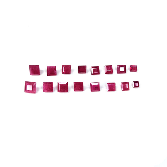 Natural Ruby Untreated Calibrated Square | 4mm & 5mm