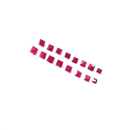 Natural Ruby Untreated Calibrated Square | 4mm & 5mm