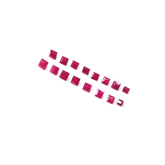 Natural Ruby Untreated Calibrated Square | 4mm & 5mm