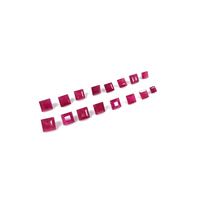Natural Ruby Untreated Calibrated Square | 4mm & 5mm