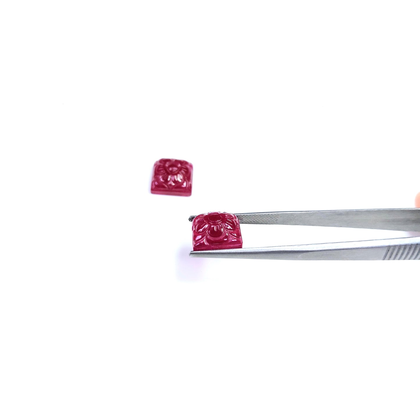 Natural Bangkok Ruby Flower Carved Square 21.56cts