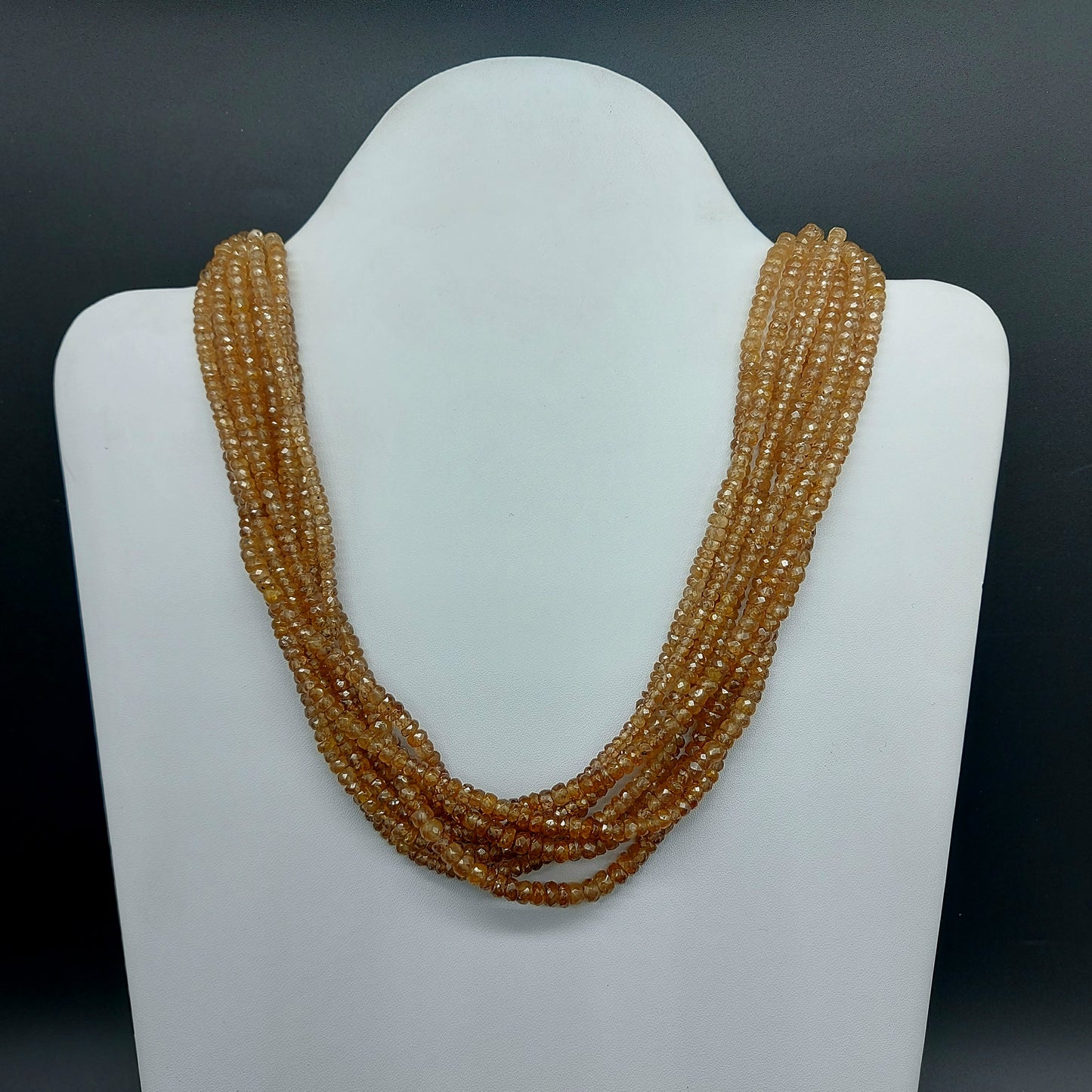Natural Zircon Shading Faceted Beads Necklace