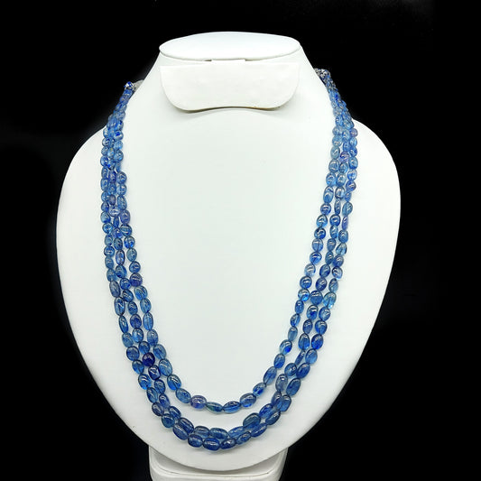 Natural Blue Sapphire Fissure Filled Beats Necklace | 421.88 Cts
