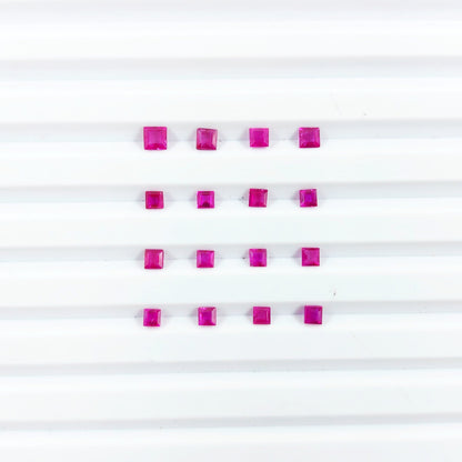 Natural Burma Untreated Ruby Calibrated Squares | 2mm & 3mm & 4mm