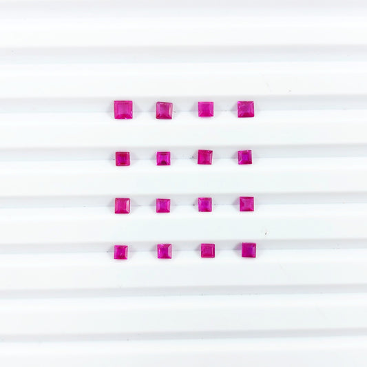Natural Burma Untreated Ruby Calibrated Squares | 2mm & 3mm & 4mm