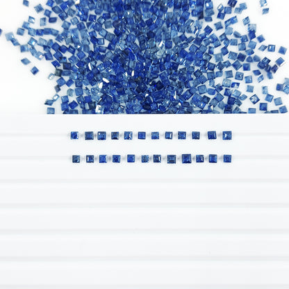 Natural Untreated Blue Sapphire Calibrated Square | 2mm & 3mm