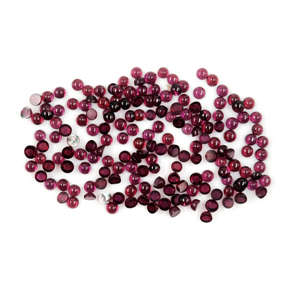 Natural African Rhodolite Calibrated Cabochon Rounds | 3mm & 4mm