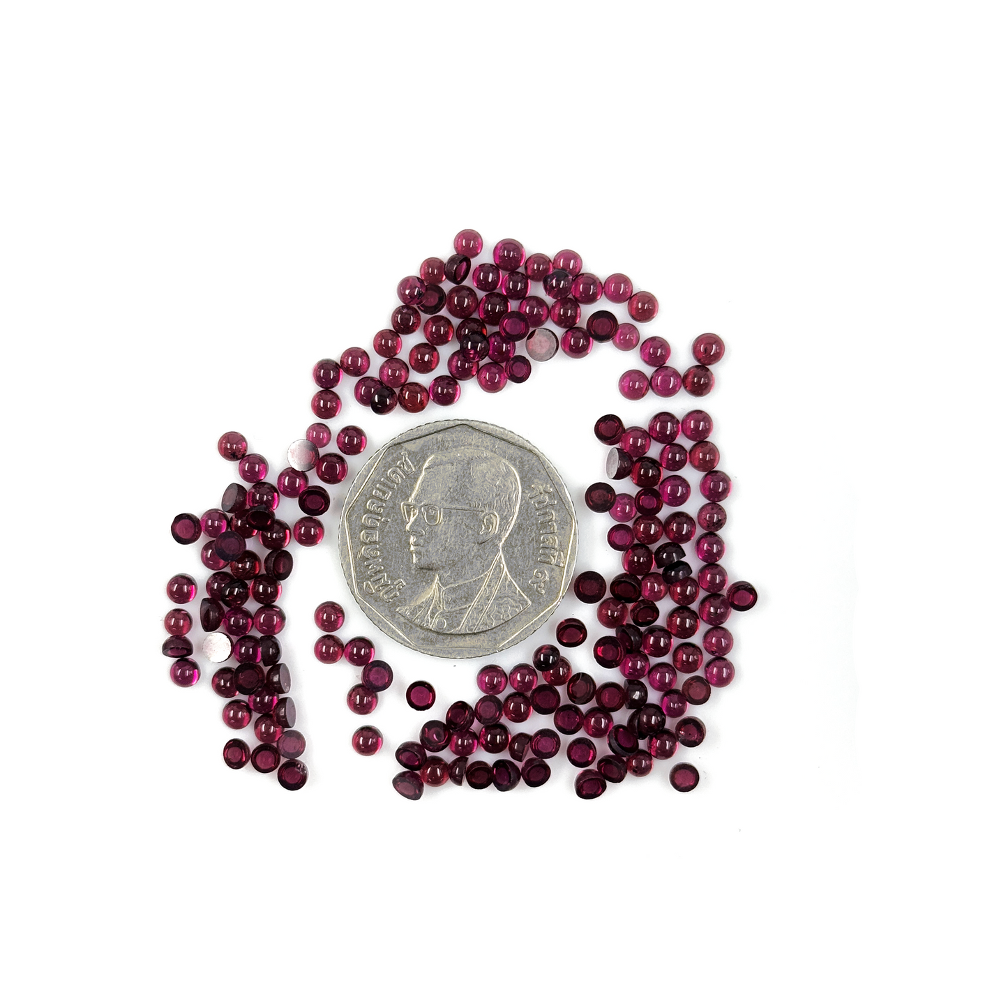 Natural African Rhodolite Calibrated Cabochon Rounds | 3mm & 4mm