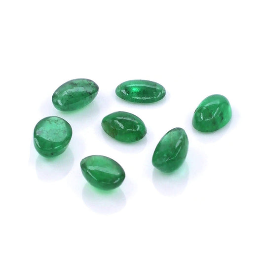 Natural Zambian Emerald Calibrated Cabochon Ovals | 3x5mm & 4x6mm