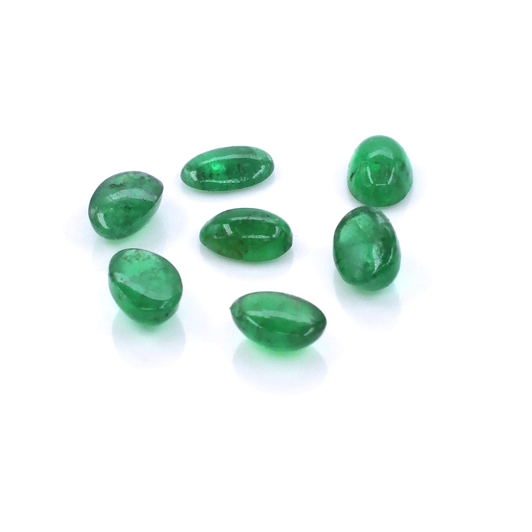 Natural Zambian Emerald Calibrated Cabochon Ovals | 3x5mm & 4x6mm