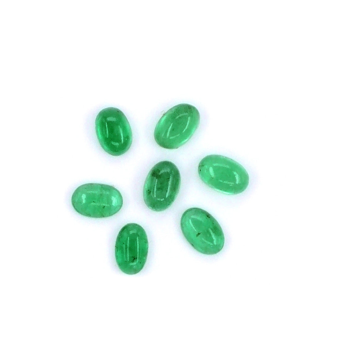 Natural Zambian Emerald Calibrated Cabochon Ovals | 3x5mm & 4x6mm