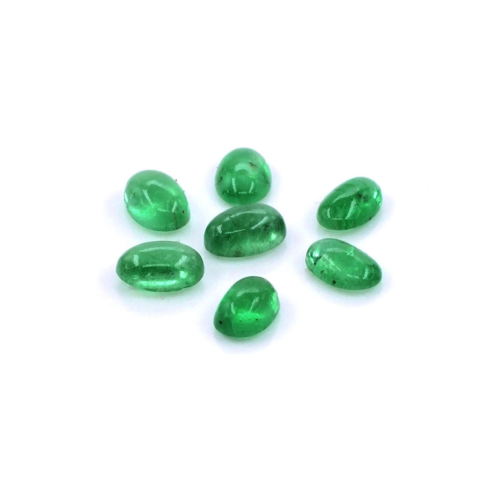 Natural Zambian Emerald Calibrated Cabochon Ovals | 3x5mm & 4x6mm