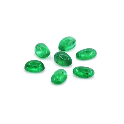 Natural Zambian Emerald Calibrated Cabochon Ovals | 3x5mm & 4x6mm