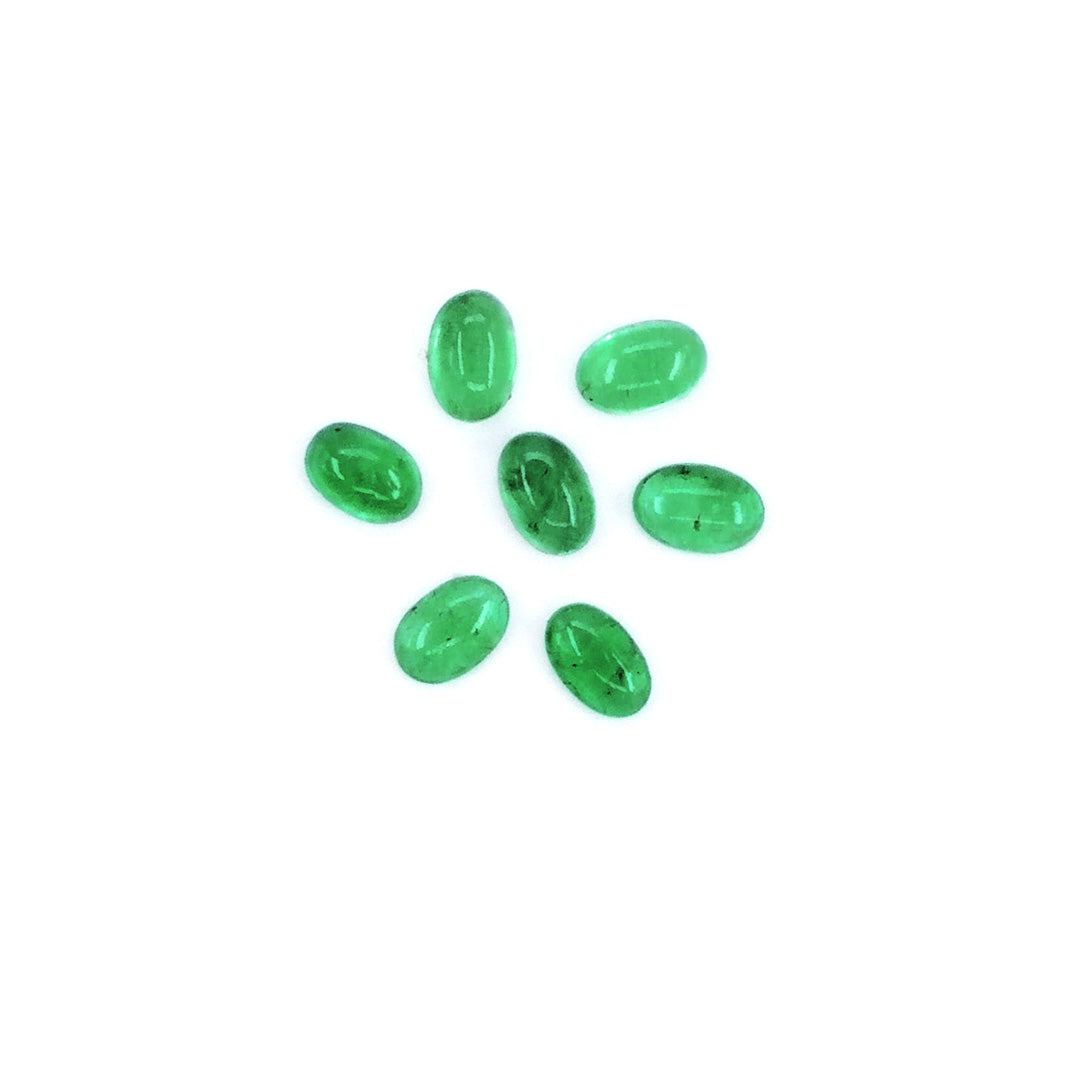 Natural Zambian Emerald Calibrated Cabochon Ovals | 3x5mm & 4x6mm