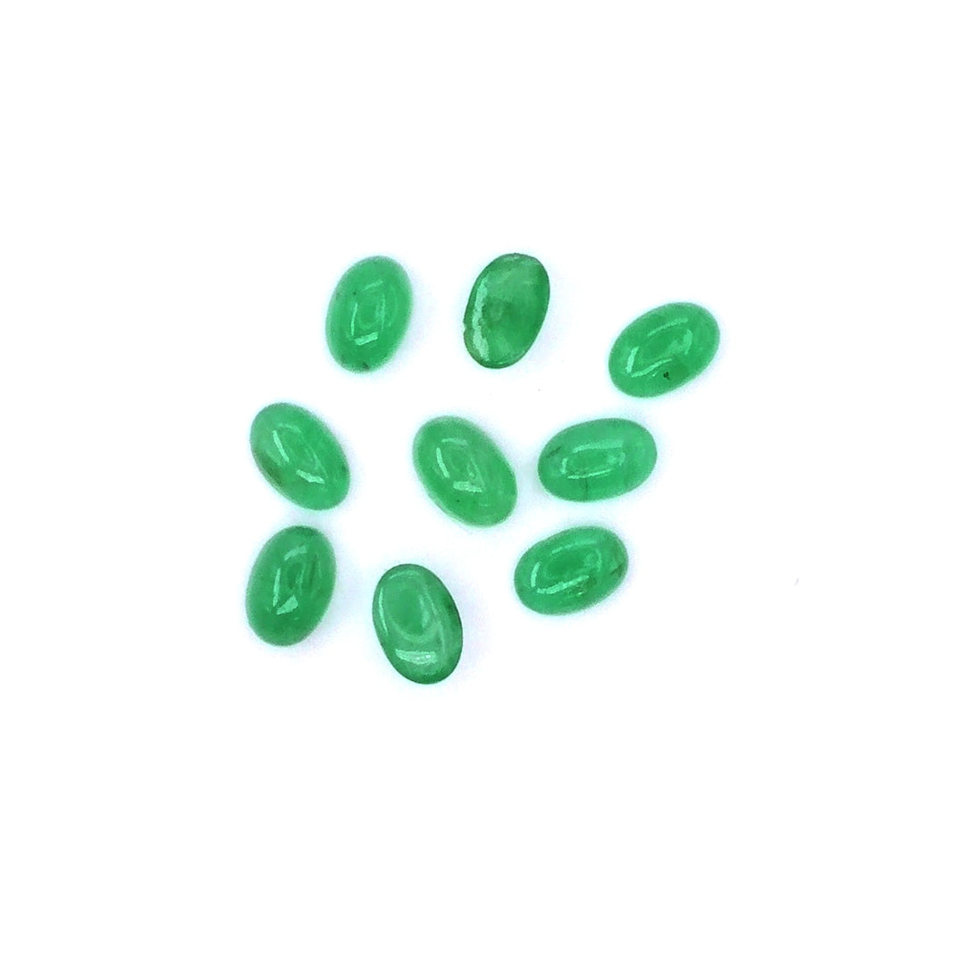 Natural Zambian Emerald Calibrated Cabochon Ovals | 3x5mm & 4x6mm