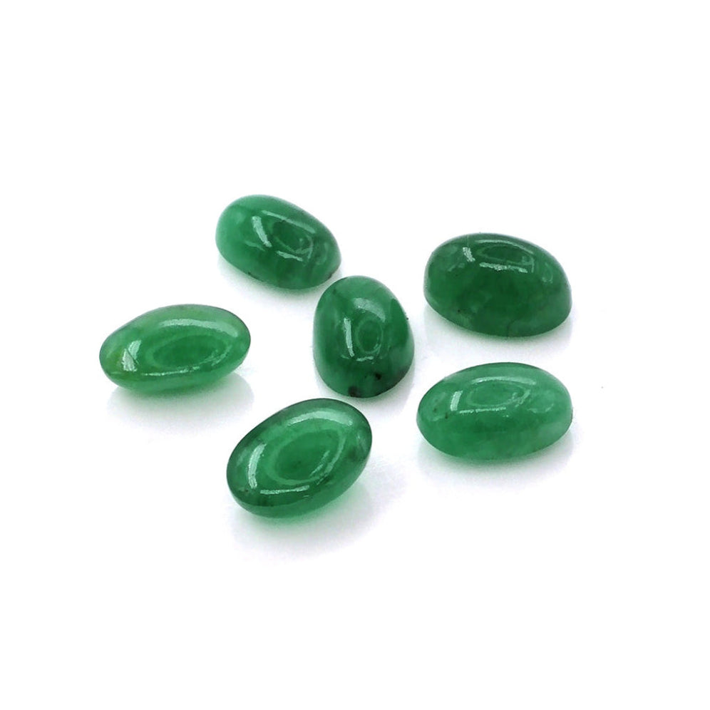 Natural Zambian Emerald Calibrated Cabochon Ovals | 3x5mm & 4x6mm