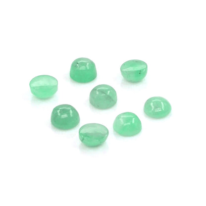 Natural Zambian Emerald Calibrated Cabochon Rounds | 3mm & 4mm