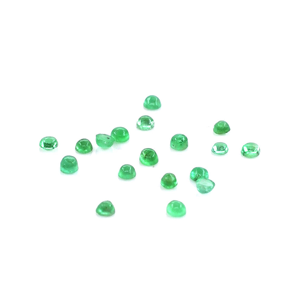 Natural Zambian Emerald Calibrated Cabochon Rounds | 2mm & 2.5mm