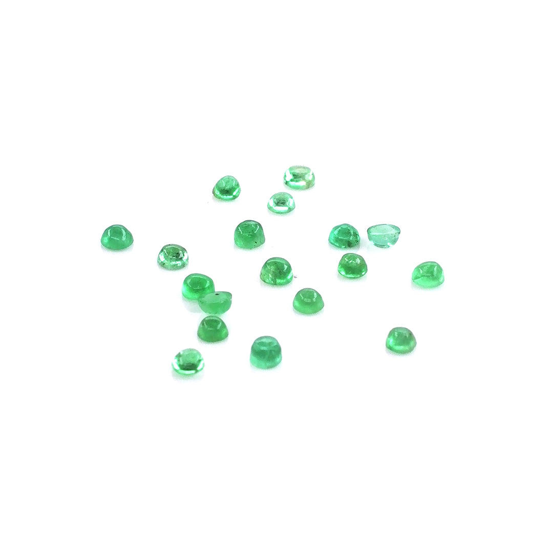 Natural Zambian Emerald Calibrated Cabochon Rounds | 2mm & 2.5mm