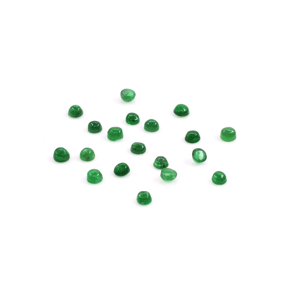 Natural Zambian Emerald Calibrated Cabochon Rounds | 2mm & 2.5mm