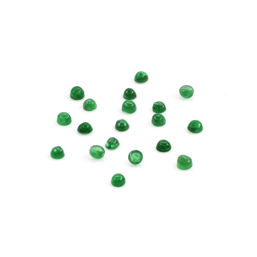 Natural Zambian Emerald Calibrated Cabochon Rounds | 2mm & 2.5mm