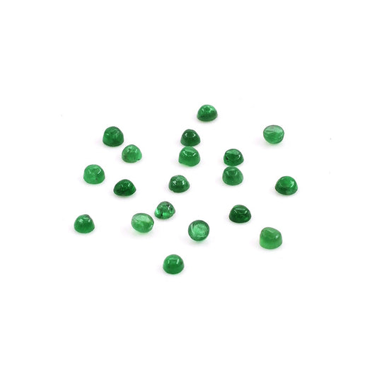Natural Zambian Emerald Calibrated Cabochon Rounds | 2mm & 2.5mm