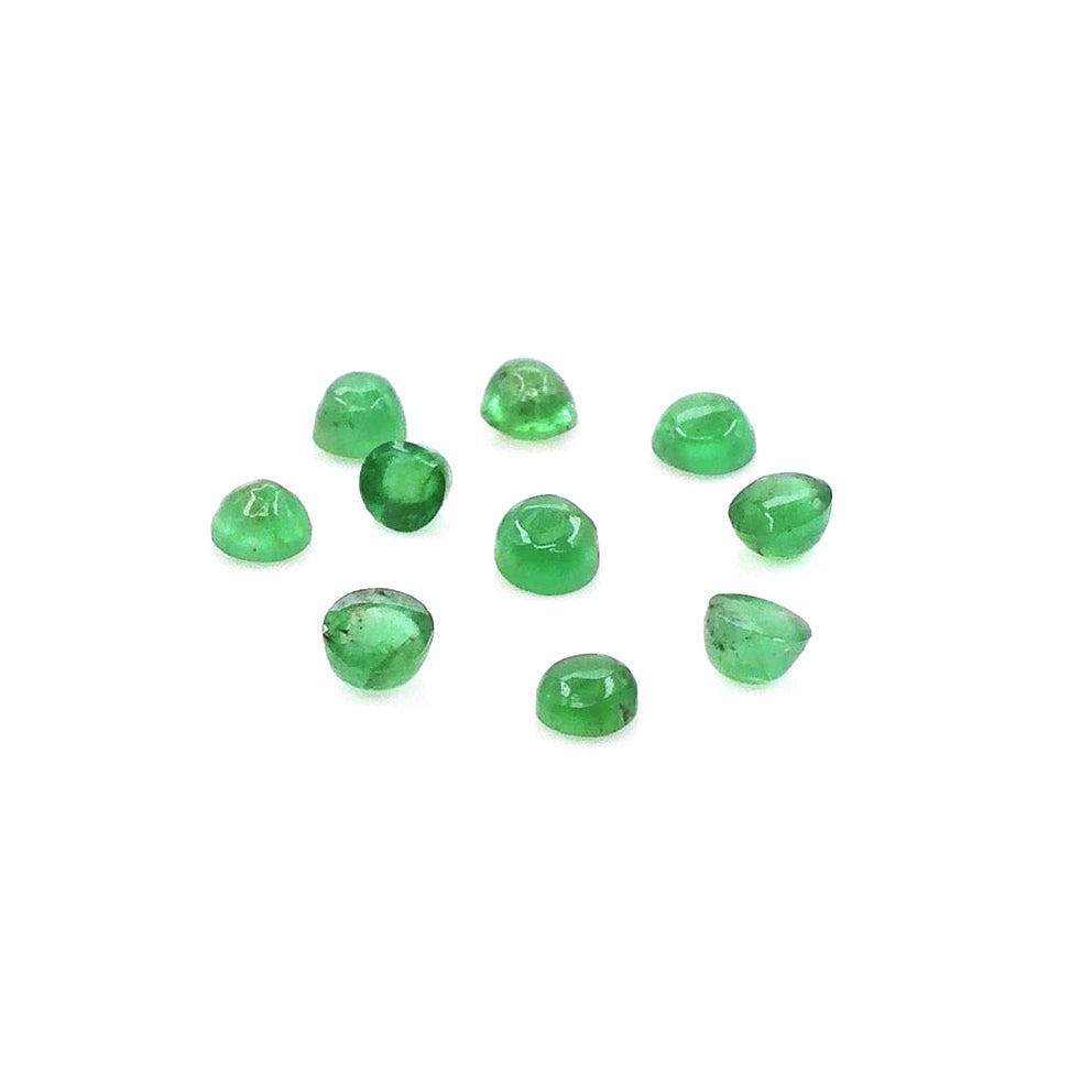 Natural Zambian Emerald Calibrated Cabochon Rounds | 2mm & 2.5mm