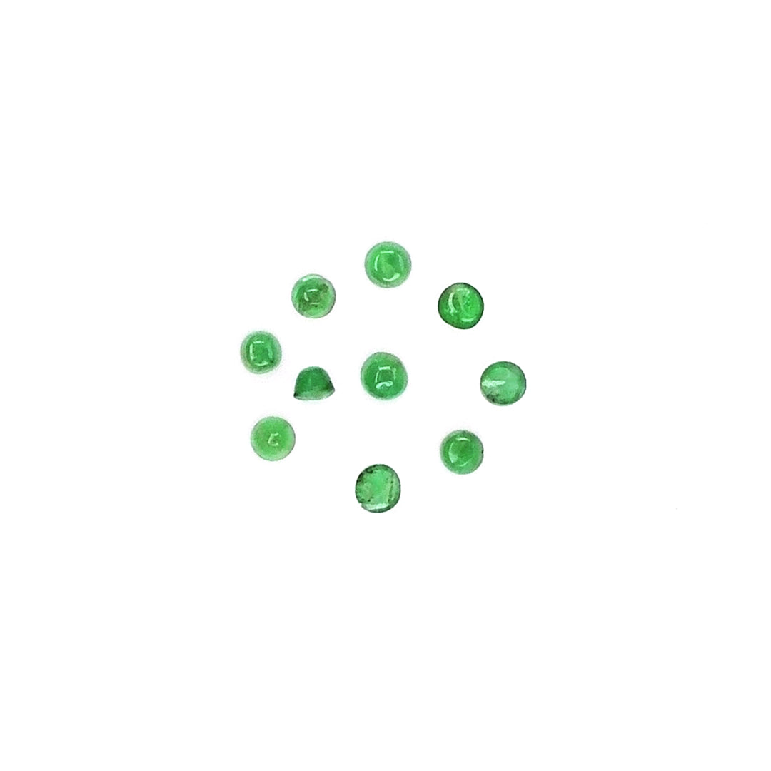 Natural Zambian Emerald Calibrated Cabochon Rounds | 2mm & 2.5mm